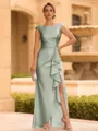 Regal Sheath Scoop Ruffles Floor-Length Mother of the Bride Dress