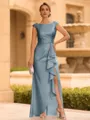 Regal Sheath Scoop Ruffles Floor-Length Mother of the Bride Dress