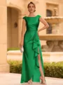 Regal Sheath Scoop Ruffles Floor-Length Mother of the Bride Dress