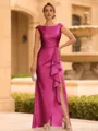 Regal Sheath Scoop Ruffles Floor-Length Mother of the Bride Dress