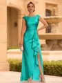 Regal Sheath Scoop Ruffles Floor-Length Mother of the Bride Dress