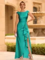 Regal Sheath Scoop Ruffles Floor-Length Mother of the Bride Dress