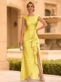 Regal Sheath Scoop Ruffles Floor-Length Mother of the Bride Dress