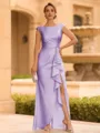 Regal Sheath Scoop Ruffles Floor-Length Mother of the Bride Dress