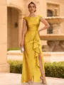 Regal Sheath Scoop Ruffles Floor-Length Mother of the Bride Dress