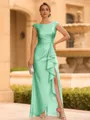 Regal Sheath Scoop Ruffles Floor-Length Mother of the Bride Dress
