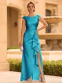Regal Sheath Scoop Ruffles Floor-Length Mother of the Bride Dress
