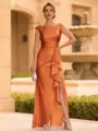 Regal Sheath Scoop Ruffles Floor-Length Mother of the Bride Dress