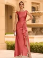 Regal Sheath Scoop Ruffles Floor-Length Mother of the Bride Dress