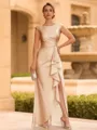 Regal Sheath Scoop Ruffles Floor-Length Mother of the Bride Dress