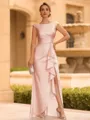 Regal Sheath Scoop Ruffles Floor-Length Mother of the Bride Dress