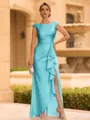 Regal Sheath Scoop Ruffles Floor-Length Mother of the Bride Dress