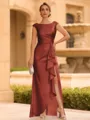 Regal Sheath Scoop Ruffles Floor-Length Mother of the Bride Dress