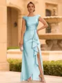 Regal Sheath Scoop Ruffles Floor-Length Mother of the Bride Dress
