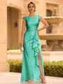 Regal Sheath Scoop Ruffles Floor-Length Mother of the Bride Dress
