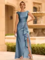 Regal Sheath Scoop Ruffles Floor-Length Mother of the Bride Dress
