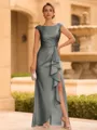 Regal Sheath Scoop Ruffles Floor-Length Mother of the Bride Dress