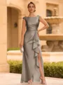 Regal Sheath Scoop Ruffles Floor-Length Mother of the Bride Dress