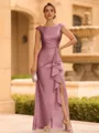 Regal Sheath Scoop Ruffles Floor-Length Mother of the Bride Dress