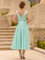 Impeccable A-line Scoop Tea-Length Satin Mother of the Bride Dress