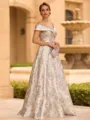 Stunning A-line Off-the-Shoulder Floor-Length Corset Mother of the Bride Dress