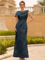 Immaculate Sheath Scoop Pleated Floor-Length Lace Mother of the Bride Dress