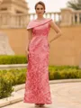 Immaculate Sheath Scoop Pleated Floor-Length Lace Mother of the Bride Dress
