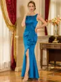 Charming Sheath Scoop Ruffles Floor-Length Satin Mother of the Bride Dress
