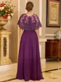 Graceful A-line Scoop Short Sleeves Appliques Lace Floor-Length Chiffon Mother of the Bride Dress
