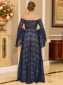 Classy A-line Off-the-Shoulder Long Sleeves Floor-Length Lace Corset Mother of the Bride Dress