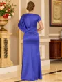Refined Sheath Short Sleeves Floor-Length Charmeuse Corset Mother of the Bride Dress