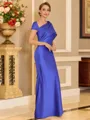 Refined Sheath Short Sleeves Floor-Length Charmeuse Corset Mother of the Bride Dress