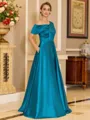 Chic A-line Short Sleeves Floor-Length Charmeuse Mother of the Bride Dress