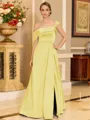 Glamorous A-line Floor-Length Satin Corset Mother of the Bride Dress