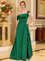 Glamorous A-line Floor-Length Satin Corset Mother of the Bride Dress