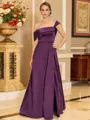 Glamorous A-line Floor-Length Satin Corset Mother of the Bride Dress