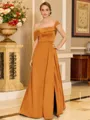 Glamorous A-line Floor-Length Satin Corset Mother of the Bride Dress