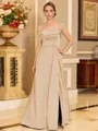 Glamorous A-line Floor-Length Satin Corset Mother of the Bride Dress
