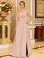 Glamorous A-line Floor-Length Satin Corset Mother of the Bride Dress