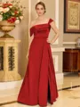 Glamorous A-line Floor-Length Satin Corset Mother of the Bride Dress