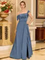 Glamorous A-line Floor-Length Satin Corset Mother of the Bride Dress
