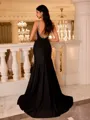 Opulent Sheath V-Neck Bow Sweep Train Jersey Dress