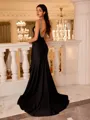 Opulent Sheath V-Neck Bow Sweep Train Jersey Dress