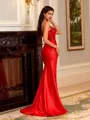Striking Sheath V-Neck Appliques Lace Sweep Train Corset Dress