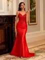 Striking Sheath V-Neck Appliques Lace Sweep Train Corset Dress