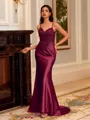 Striking Sheath V-Neck Appliques Lace Sweep Train Corset Dress