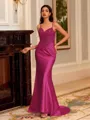 Striking Sheath V-Neck Appliques Lace Sweep Train Corset Dress