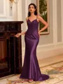 Striking Sheath V-Neck Appliques Lace Sweep Train Corset Dress