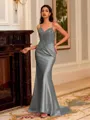Striking Sheath V-Neck Appliques Lace Sweep Train Corset Dress