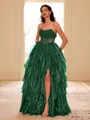 Unique A-line Straight Cascading Ruffles Floor-Length Corset Dress